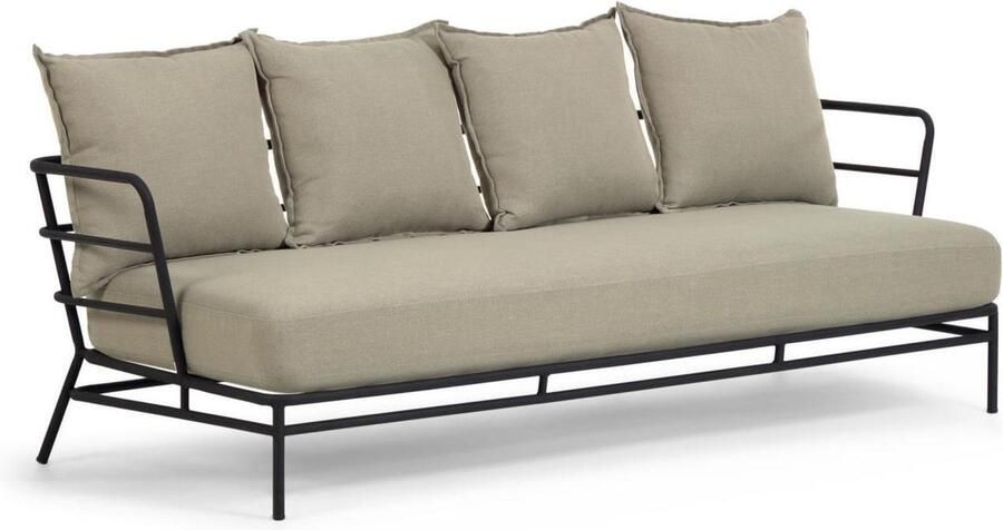 Kave Home Mareluz 3-zitsbank mareluz van zwart staal 197 cm