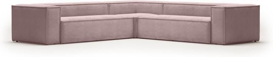 Kave Home 6-zits hoekbank Blok van roze corduroy 320 x 320 cm
