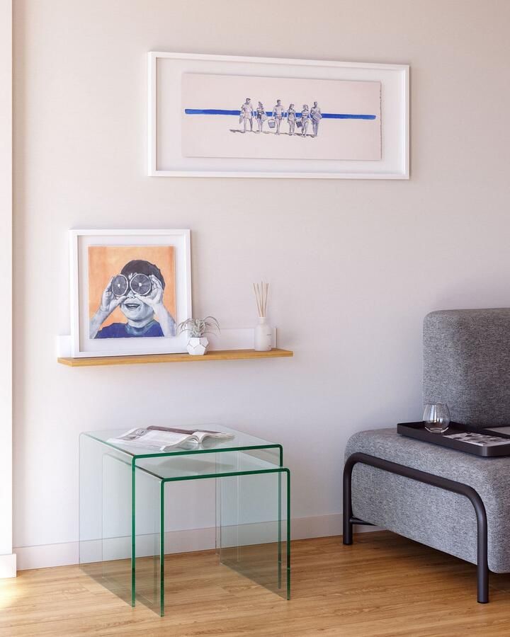 Kave Home Nachtkastje Abilen wandplank in eiken fineer wit gelakt 80 x 15 cm fsc 100%