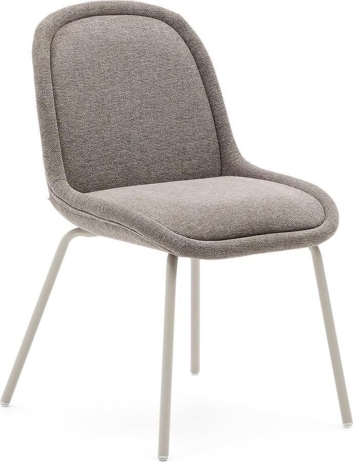 Kave Home Aimin stoel in bruine chenille en stalen poten met mat beige afwerking FSC Mix Credit