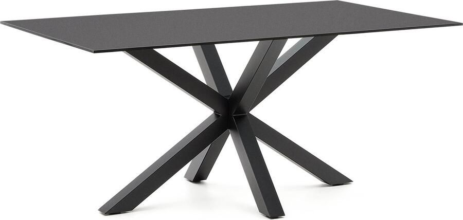 Kave Home Argo glazen tafel met stalen poten in zwart 160 x 190 cm - Foto 2