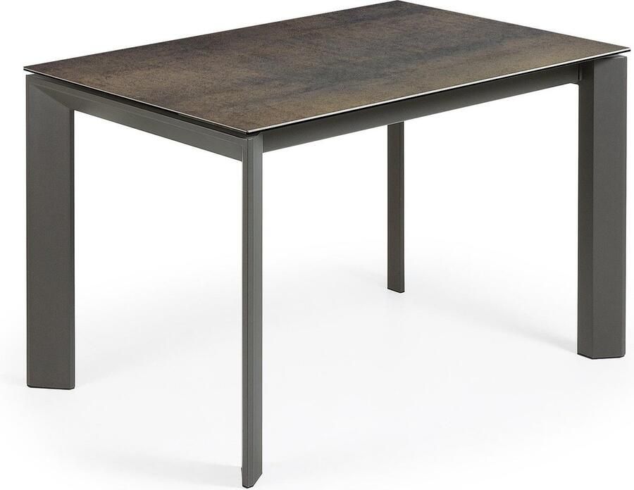 Kave Home Axis uitschuifbare tafel 120 (180) cm porselein afwerking Iron Moss antraciet benen - Foto 2