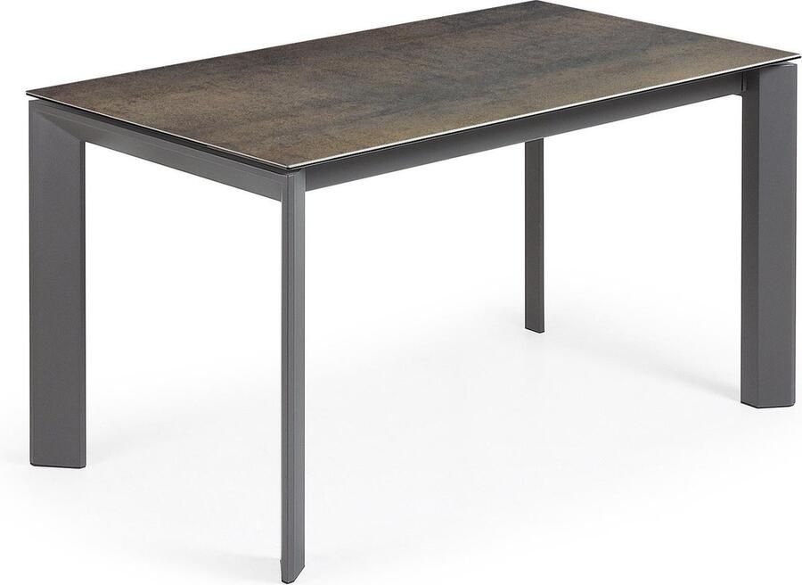 Kave Home Axis uitschuifbare tafel porselein met ijzeren stalen poten in antraciet 140 (200) cm - Foto 2