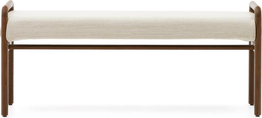 Kave Home Bankje Macaret massief eikenhout walnoten afwerking afneembare hoes 120 cm FSC Mix Credit