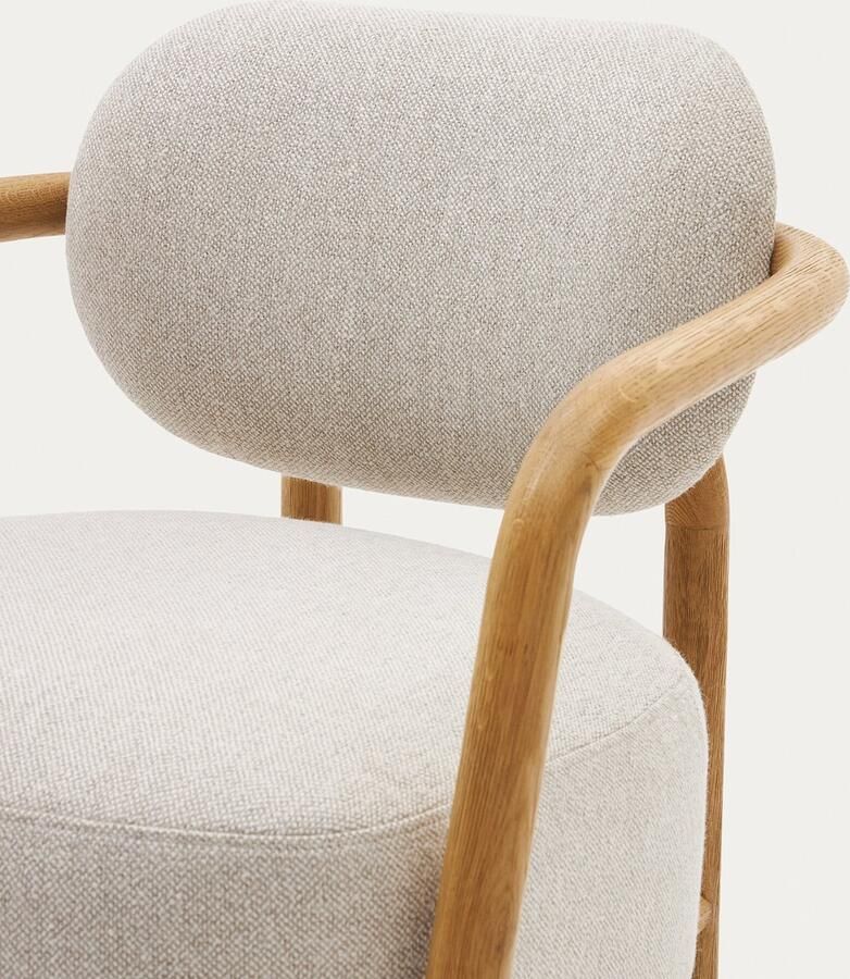 Kave Home Beige Melqui-fauteuil in massief eikenhout met natuurlijke afwerking - Foto 2