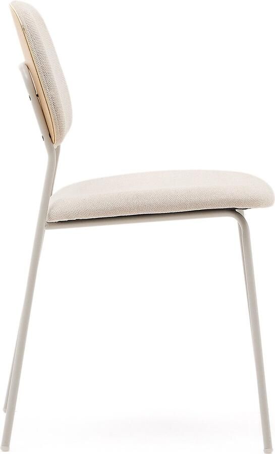 Kave Home Benilda stapelstoel beige met eikenfineer en staal beige afgewerkt FSC Mix Credit