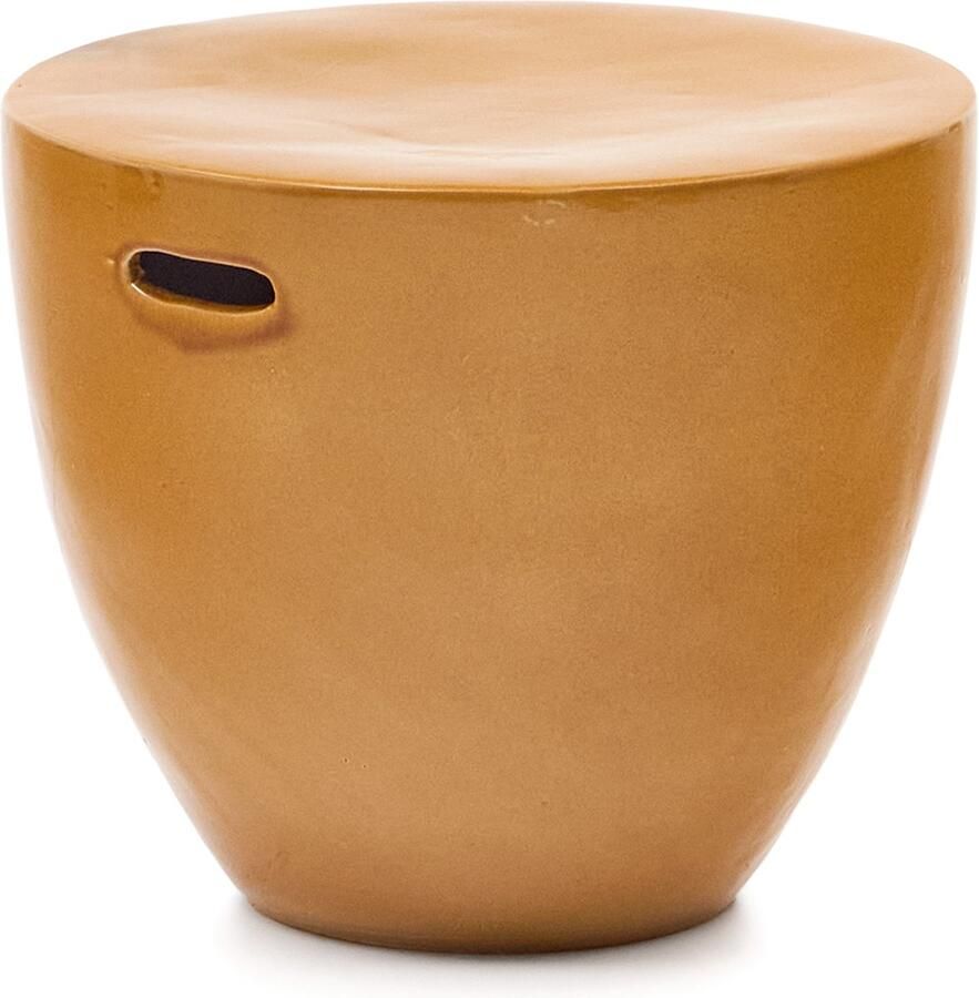 Kave Home Bijzettafel Mesquida voor buiten gemaakt van keramiek afgewerkt met mosterdkleurig glazuur