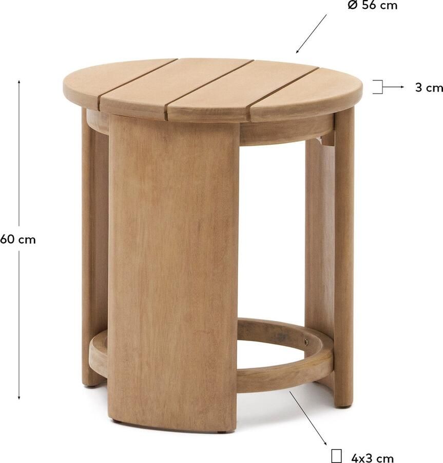 Kave Home Bijzettafel Xoriguer van FSC 100% massief eucalyptushout Ø63 5 cm