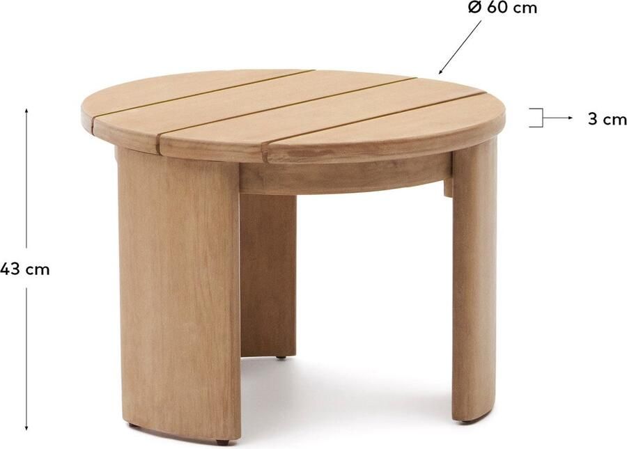 Kave Home Bijzettafel Xoriguer van FSC 100% massief eucalyptushout Ø64 5 cm