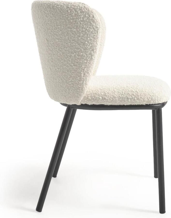 Kave Home Ciselia stoel met witte bouclé en stalen poten met zwarte afwerking FSC Mix Credit - Foto 2