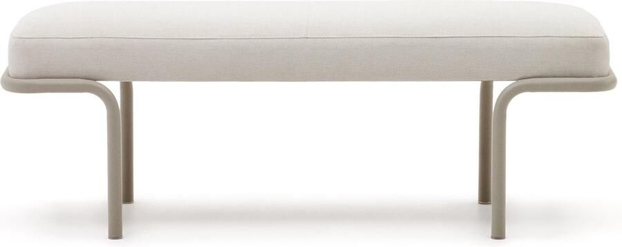 Kave Home Compo-bank in beige chenille met grijze structuur van metaal 130 cm - Foto 3