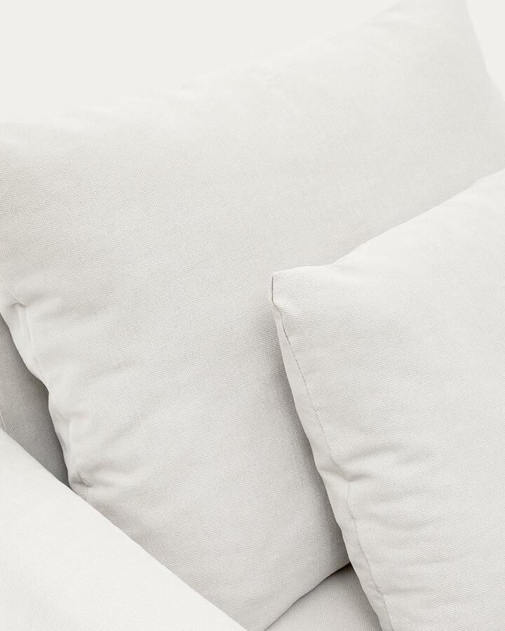 Kave Home Fauteuil Nora met kussen met afneembare hoes van ecru linnen en katoen 92 cm