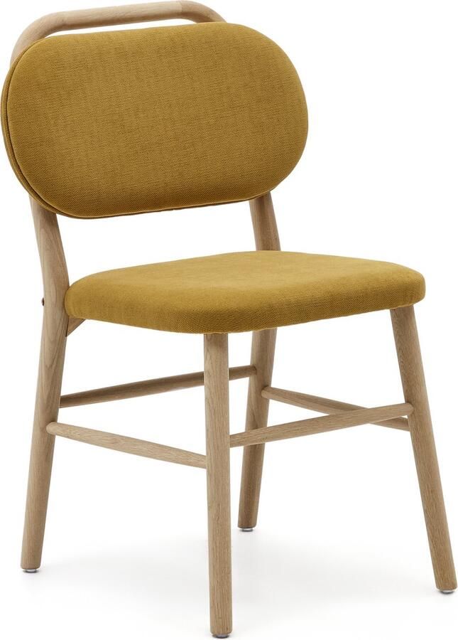 Kave Home Helda stoel in mosterd chenille en massief eikenhout FSC Mix Credit - Foto 2