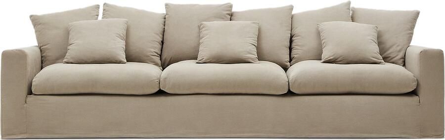 Kave Home Hoes voor 4-zitsbank Nora van taupe linnen en katoen