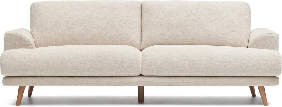 Kave Home Karin 3-zitsbank in wit met massief beukenhouten poten 231 cm - Foto 6