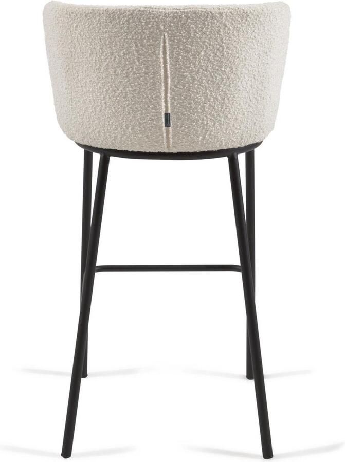 Kave Home Kruk Ciselia van wit bouclé en zwart metaal 75 cm hoog FSC Mix Credit - Foto 2