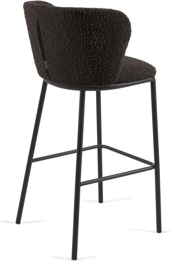 Kave Home Ciselia Kruk ciselia van zwart schapenwol en zwart metaal 75 cm hoog (mtk0217)