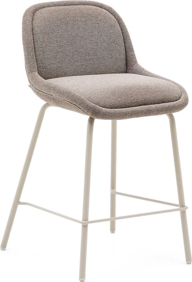 Kave Home Krukje Aimin van lichtbruine chenille en beige geverfde stalen poten 65 cm FSC Mix Credit