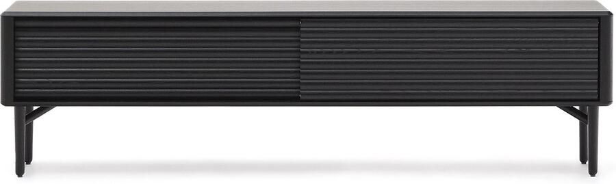 Kave Home Lenon tv-meubel 2 deuren van massief hout en zwart eikenfineer 200x57 cm FSC Mix Credit