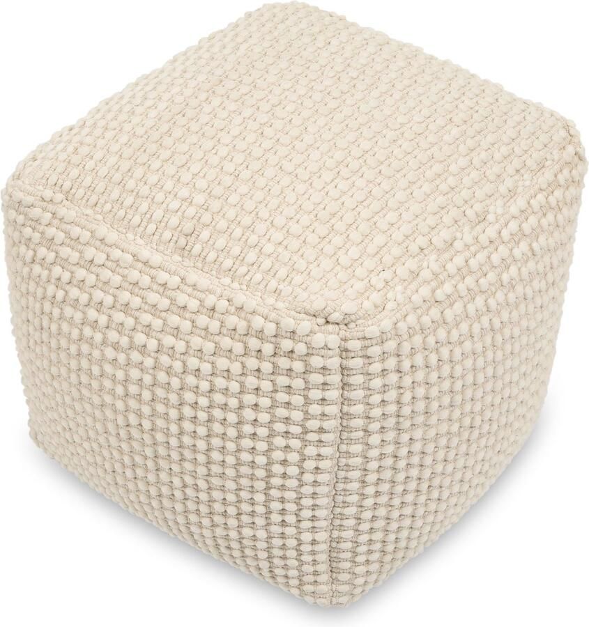 Kave Home Mascarell poef in katoen en polypropyleen wit 45 x 45 cm - Foto 2