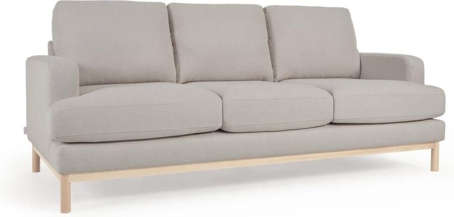 Kave Home Mihaela 3-zitsbank in grijs micro-bouclé 203 cm