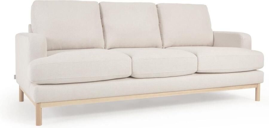 Kave Home Mihaela 3-zitsbank in wit micro-bouclé 203 cm - Foto 3