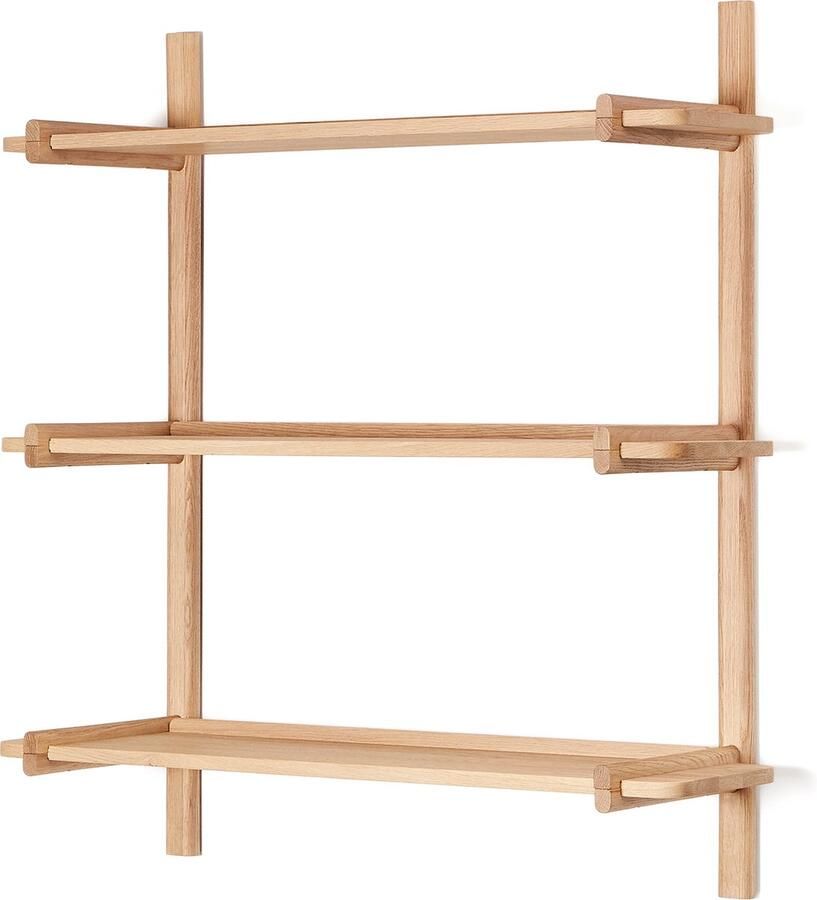 Kave Home Modulair wandrek Sitra 3 plank FSC Mix Credit massief eikenhout natuurlijke afwerking 90 c