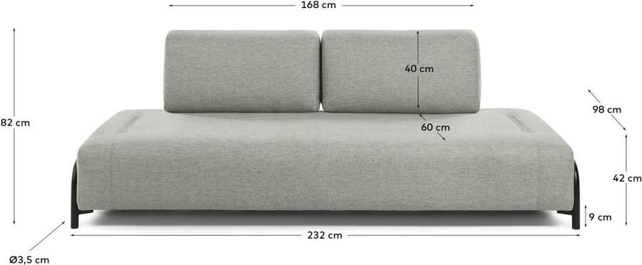 Kave Home Modulaire 3-zitsbank Compo beige 232 cm