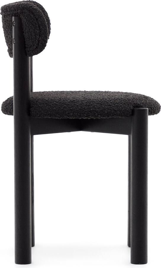 Kave Home Nebai-stoel in zwarte schapenvacht en massief eikenhouten structuur met zwarte afwerking - Foto 2
