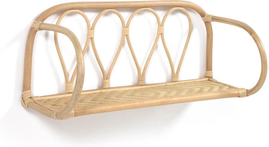Kave Home Woon Accessoires Nyarai rotan wandplank in natuurlijke afwerking 58 x 25 cm