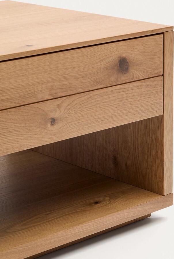 Kave Home Salontafel Alguema twee laden van eikenfineer met naturel afwerking 140 x 60 cm