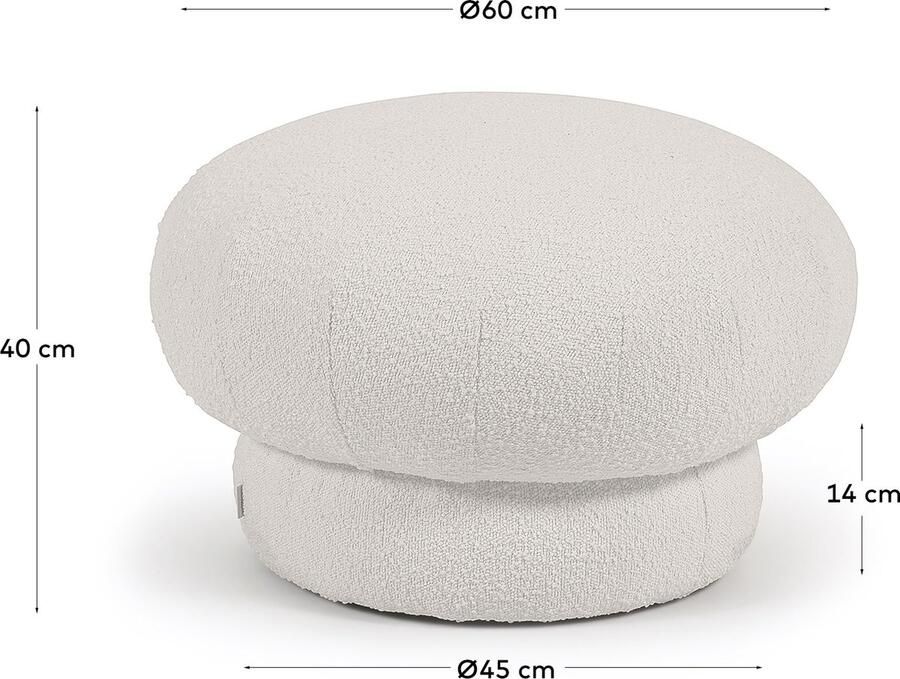 Kave Home Sarisha ronde poef in witte schapenvacht Ø 60 cm