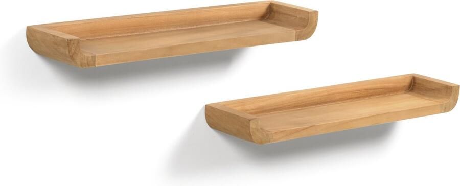 Kave Home Shamel set van 2 massief teakhouten planken 50 x 5 cm - Foto 3