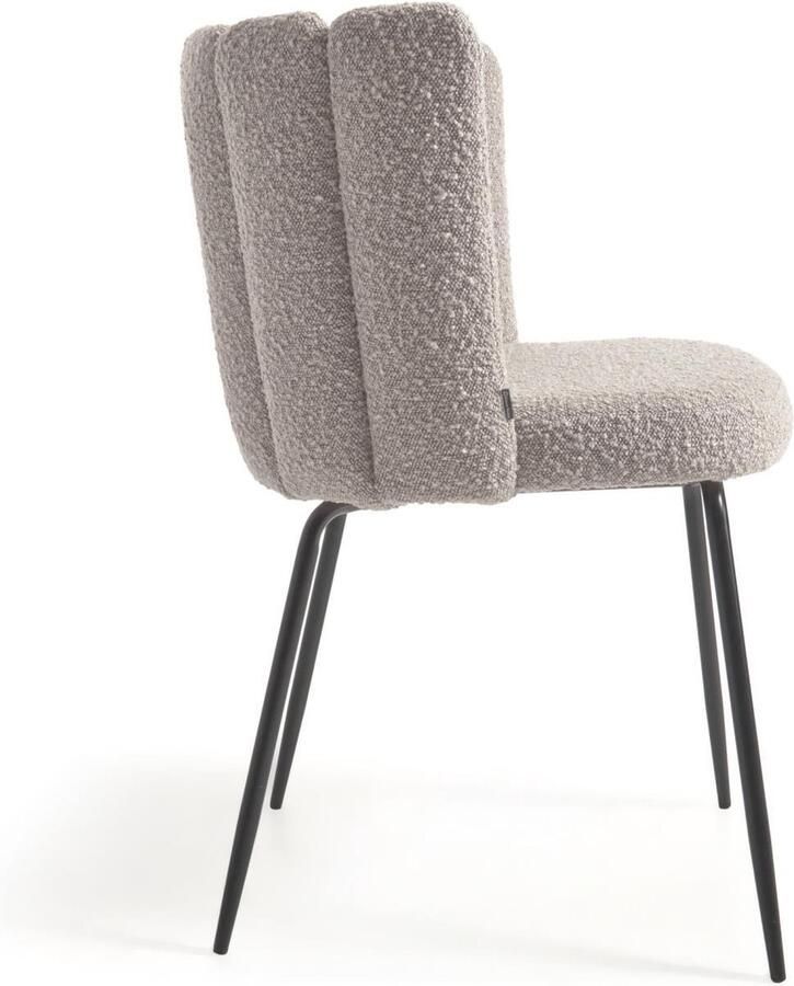 Kave Home Stoel Aniela stoel van grijz bouclé en metalen poten met zwarte afwerking - Foto 2