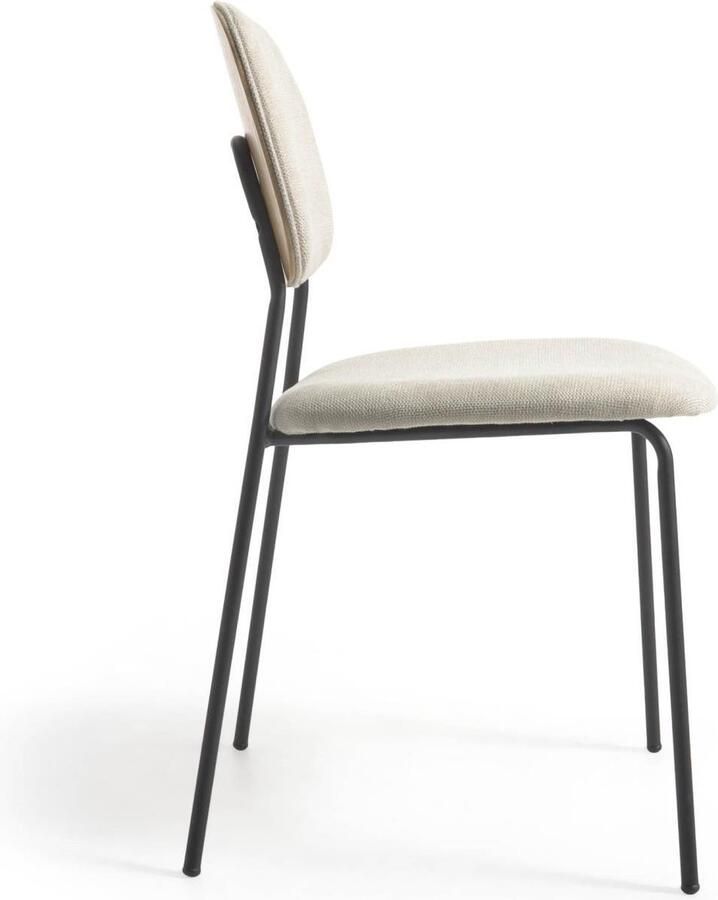 Kave Home Stoel Benilda beige met eikenfineer en staal met zwarte finish FSC Mix Credit - Foto 2