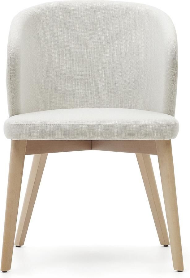Kave Home Stoel Darice van FSC 100% massief beukenhout met een natuurlijke afwerking en een beige ch