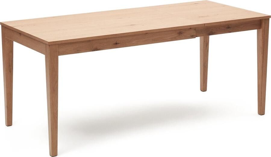 Kave Home Yain uitschuifbare tafel in eikenfineer en massief eiken 120 (180) x 80 cm