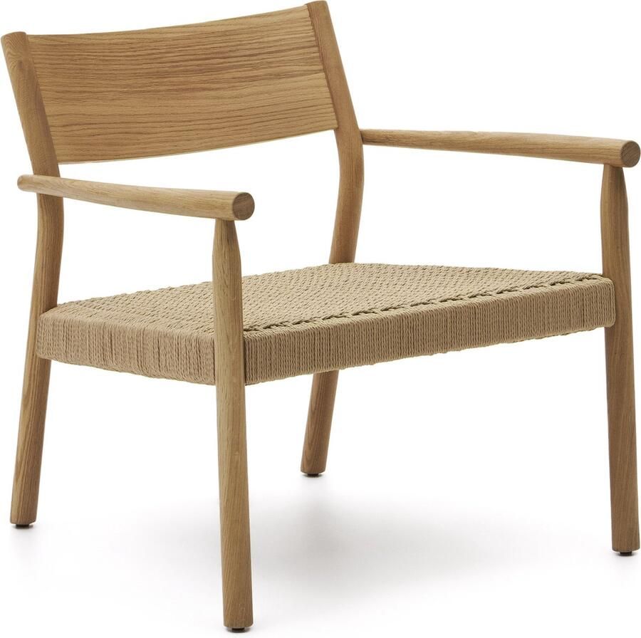 Kave Home Yalia-fauteuil van massief eikenhout FSC 100% met natuurlijke afwerking en zitting van pap - Foto 2