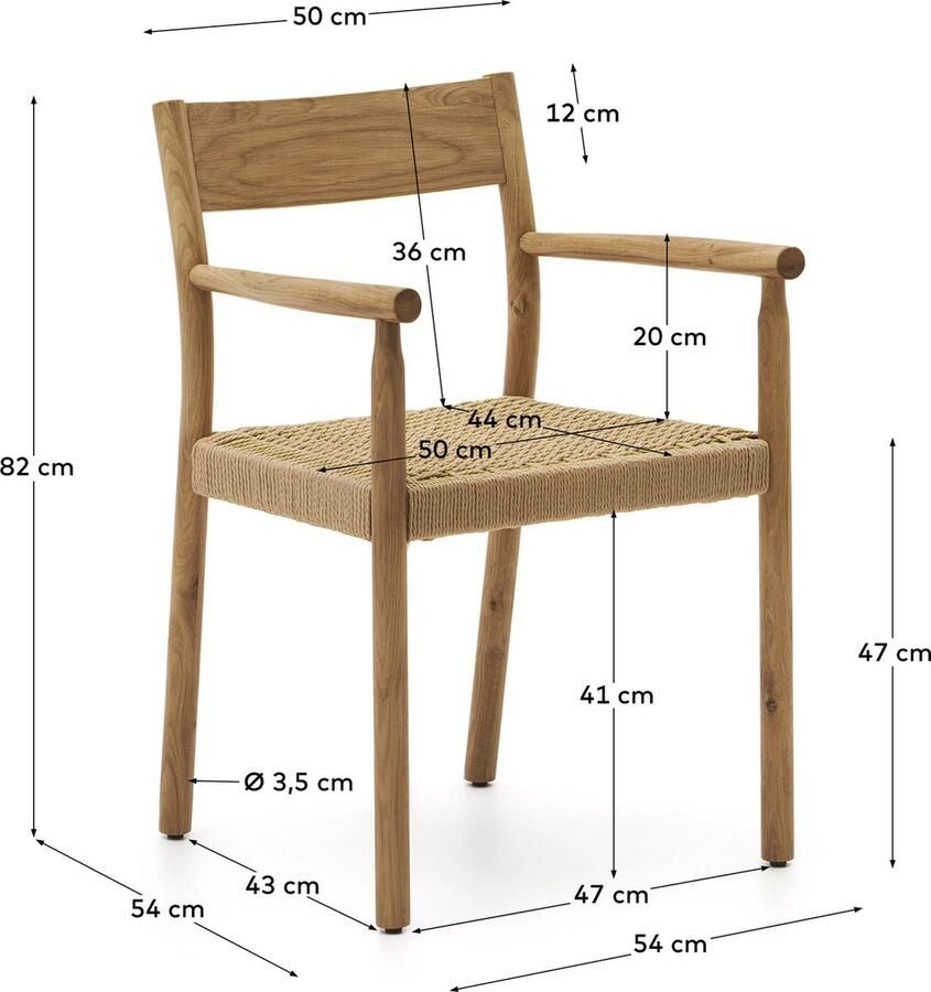 Kave Home Yalia-stoel in massief eikenhout FSC 100% met natuurlijke afwerking en zitting van touw - Foto 2
