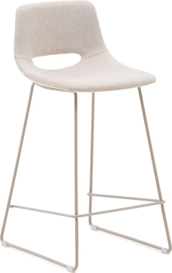 Kave Home Zahara beige kruk met staal in een beige afwerking hoogte 65 cm