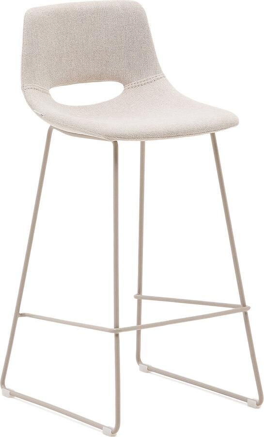 Kave Home Zahara beige kruk met staal in een beige afwerking hoogte 75 cm