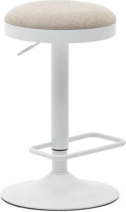 Kave Home Zaib-kruk in beige chenille en staal met matwitte afwerking 63- 84 cm hoog FSC 100% - Foto 2