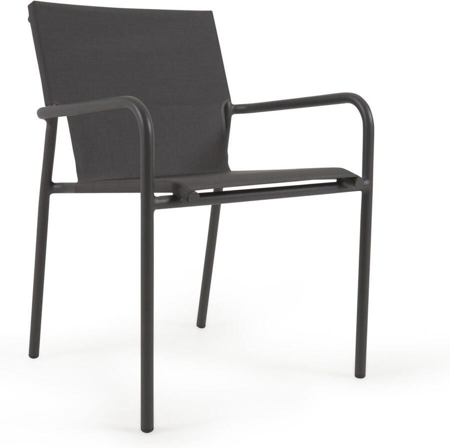 Kave Home Zaltana tuinstoel van aluminium met mat donkergrijze afwerking