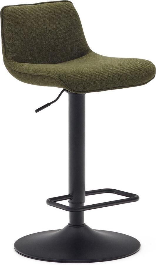 Kave Home Zenda-kruk in donkergroen chenille en staal met matzwarte afwerking 81-102cm hoog FSC 100