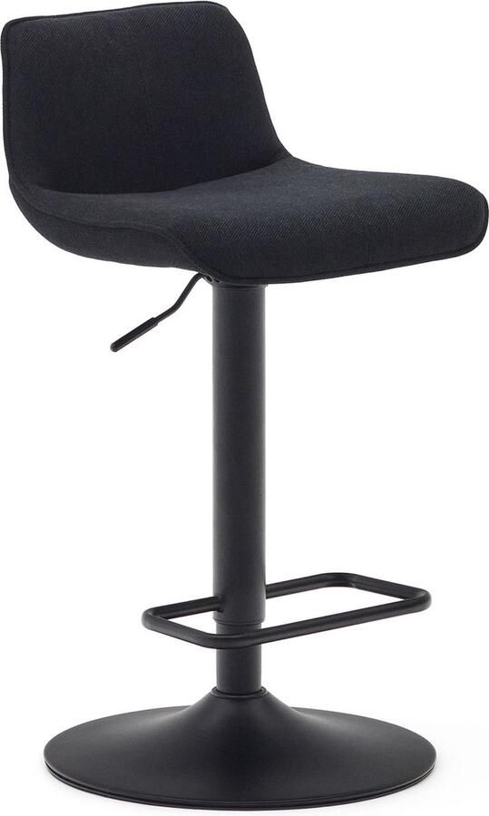 Kave Home Zenda-kruk in zwart chenille en staal in matzwart afwerking 81-102 cm FSC 100%