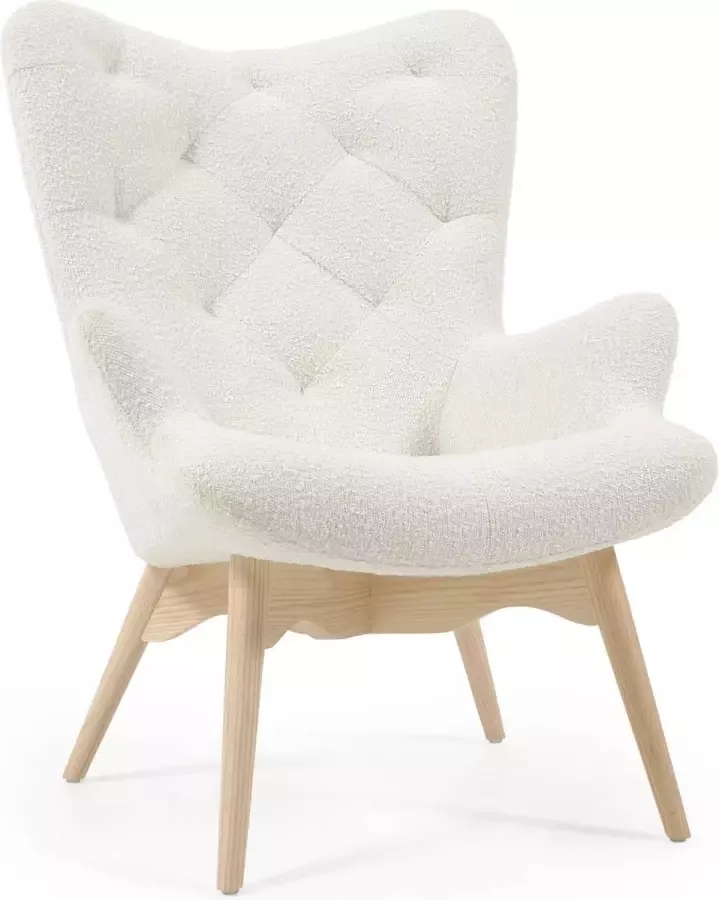 Kave Home Kody fauteuil met schapenvacht en massief beuken poten - Foto 2