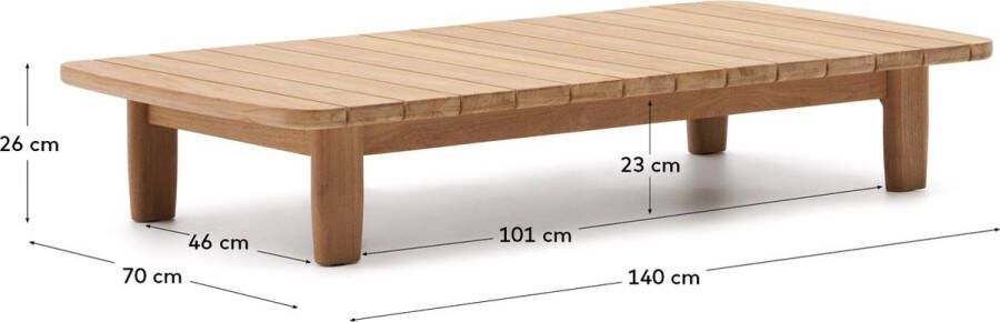 Kave Home Koffietafel Tirant van FSC 100% massief teakhout 140 x 70 cm - Foto 2