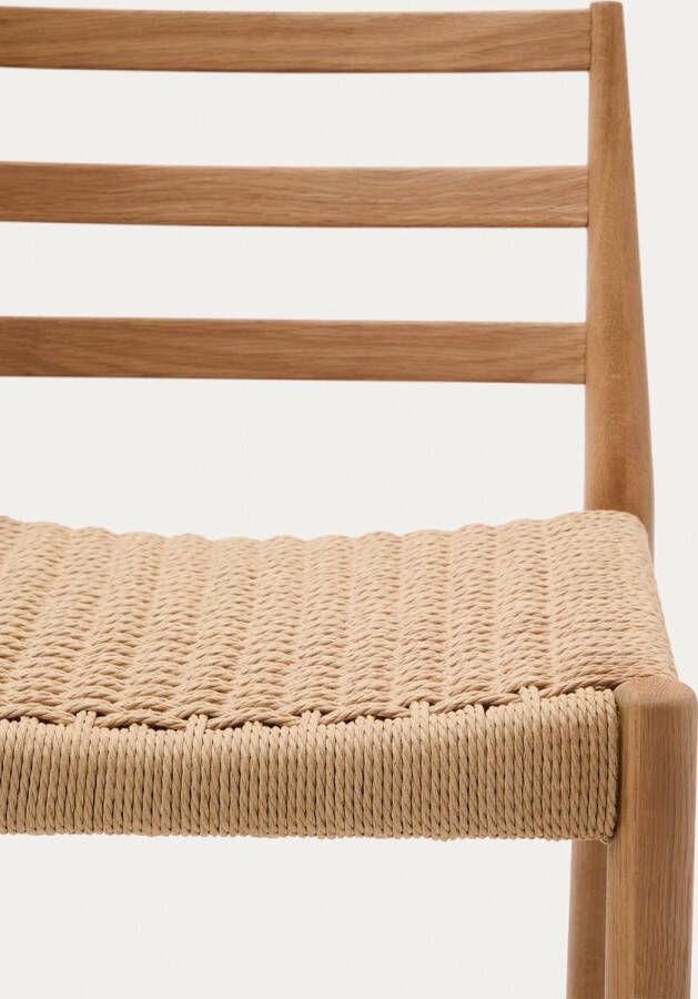 Kave Home Kruk Analy met massief eikenhouten rugleuning natuurlijke afwerking en zitting van touw 7
