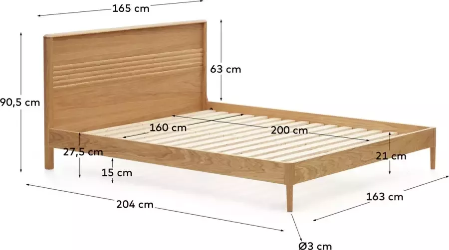 Kave Home Lenon bed in hout en eikenfineer voor matras 160 x 200 cm FSC MIX Credit - Foto 1