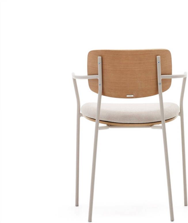 Kave Home Maureen stapelbare stoel in eikenfineer natuurlijke afwerking en beige poten - Foto 2